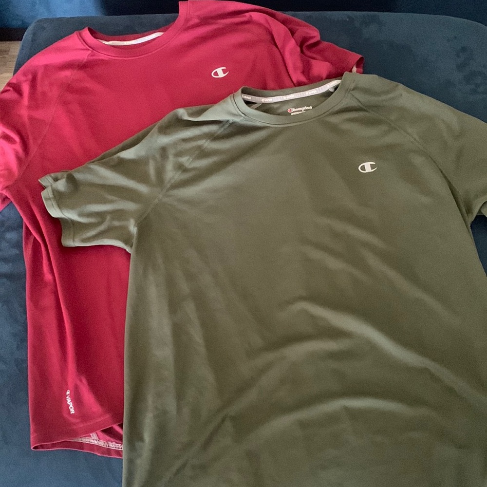 2 Mens Champion Vapor Performance Shirts